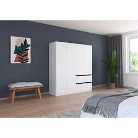 Rauch "Kleiderschrank Schrank Garderobe Wäscheschrank COSTA in 3 Breiten", schwarz-weiß (alpinweiß, schwarz), B:181cm H:197cm T:54cm, Holzwerkstoff, 2 Fächer, 2 Schubladen, 181x197x54 cm, Blauer Engel, Goldenes M, BQ - Bündnis für Qualität, MADE IN