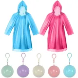 5 Stück Regenponcho Durchsichtig mit Aufbewahrungsball Regenponcho Damen Wasserdicht Regenmantel Herren Regenponcho Festival Poncho Regen Herren Regenponcho Bunt Rain Regencape Damen Wasserdicht - Einheitsgröße