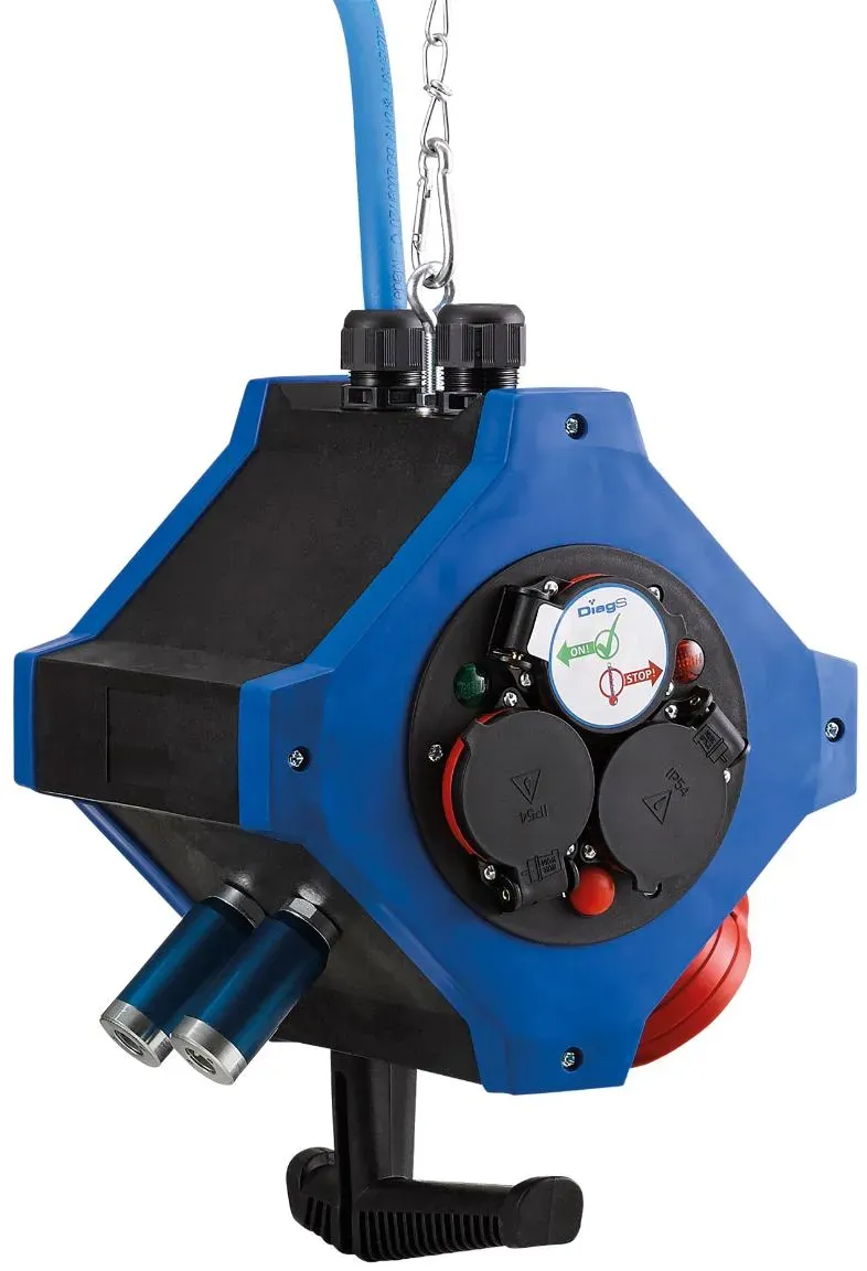 HEDI Energie-Hängeverteiler e.STATION, Kombi-Ausführung Energie/Druckluft 400V/16A mit Sicherheitsku - KVE601016SL