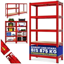 monzana Schwerlastregal 180x90x40cm 875kg Rot
