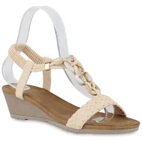 Stiefelparadies Damen Keilsandaletten in Beige