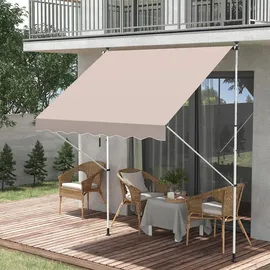 Outsunny Sonnenschirm Markise Aluminium Polyester Cremeweiß L200 x B150 x H170-280 cm