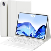 Earto iPad Air 2022 Hülle mit Tastatur, iPad Pro 11 Tastatur 2022 mit Touchpad, 2 Bluetooth Kanäles, Type C Aufladbar QWERTZ-Tastatur für iPad Air 5/4 10.9 2022/2020, iPad Pro 11 (4/3/2/1Gen), Weiß