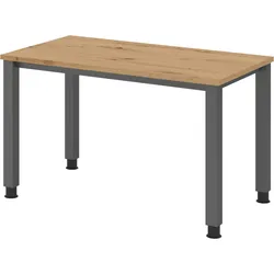bümö manuell höhenverstellbarer Schreibtisch 120x67 cm in weiß, Metall-Gestell in Silber - PC Tisch höhenverstellbar & klein, Mini-Homeoffice Tisch,