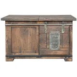 Woodroom Truhentisch Pali (Mango massiv gewachst dunkelbraun lackiert 76x45x51 cm, 1 Klappe, 1 Rolltür), Truhe, Truhentisch, Beistelltisch, Couchtisch, Stubentisch