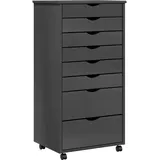 vidaXL Rollschrank mit Schubladen MOSS Grau Massivholz Kiefer