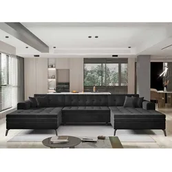 Sofa Couch mit Schlaffunktion in Schwarz
