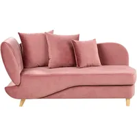 Beliani Chaiselongue Samt rosa linksseitig mit Stauraum Kissen modern Meri II