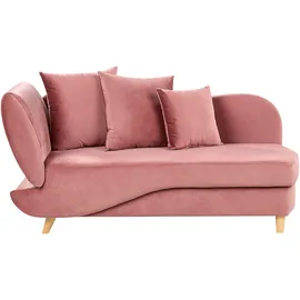 Beliani Chaiselongue Samt rosa linksseitig mit Stauraum Kissen modern Meri II