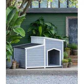 dehner lieblinge Hundehütte Balu 128 x 91 x 88,5 cm Tannenholz Grau/Weiß/Dunkelgrau