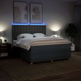 vidaXL Boxspringbett 180 x 200 cm Dunkelgrau