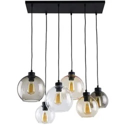 Licht-Erlebnisse Pendelleuchte in Bernstein Graphit Transparent 6 Glaskörper verschiedene Durchmesser Wohnzimmer Lampe KALETE, TK1/4/0471