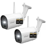 ieGeek Überwachungskamera 2K/3MP Überwachungskamera Aussen Akku WLAN Kabellose (Außenbereich Sicherheit, Baby Überwachung, Haustieren Überwachung, Innenbereich Sicherheit, Wild und Jagd, Überwachung, Außen/Innen IP Kamera Outdoor mit PIR Bewegungsmelder, 2-tlg., Farbnachtsicht, Funktioniert mit Alexa 2-Wege Audio, Benutzerdefinierten Bereich Lange Standby-Zeit) weiß