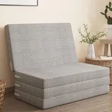 Generisch Klappmatratze Gästematratze, 4-teilige Faltbar Tatami Matte mit Kopfteil & Kissen, abnehmbarem Bezug Reisematratze waschba für Wohnzimmer Camping Auto Kofferraum,Grau,180 * 60 * 10cm