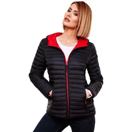 Marikoo Damen Steppjacke Übergangsjacke gesteppte Jacke mit Kapuze Frühjahr Stepp B857 [B857-Asr-Navy-Gr.M] - M