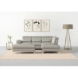 Hocker SIT & MORE "Cabrio", grau (hellgrau), B:133cm H:48cm T:72cm, Hocker