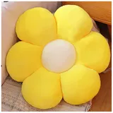 LANFIRE Kissen mit Blumen Bodenkissen Sitzkissen im Innenhof Dekokissen aus Plüsch Sitzkissen (65CM, Gelb)