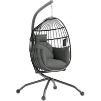 Outsunny Hängesessel oval Schwarz 1-Sitzer mit Gestell 