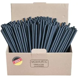 Trinkhalme, Strohhalme, schwarz, Papier, Made in Germany,  FSC-zertifiziertes Papier, 8 mm x 200 mm, im Karton je 250 Stück, aus eigener Produktion.