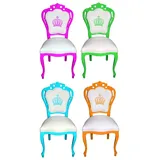 Pompöös by Casa Padrino Luxus Barock Esszimmerstühle Weiß / Mehrfarbig - Pompööse Barock Stühle designed by Harald Glööckler - 4 Esszimmerstühle - Barock Esszimmermöbel