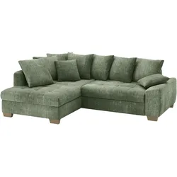 Ecksofa MR. COUCH "Nikita II, L-Form", grün, B:243cm H:88cm T:190cm, Dolce (100% Polyester), Sofas, Wahlweise mit Kaltschaum, EasyBett, Bettkasten