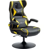 Vinsetto Gaming Stuhl mit Wippen- und Schkelfunktion, ergonomischer Computerstuhl, höhenverstellbar, drehbar Schreibtischstuhl mit Lautsprecher, bis 120 kg belastbar, Schwarz+Gelb