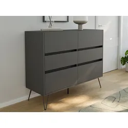 Design Sideboard Kommode Volo 120cm Greifraum 6 SoftClose Schubladen Grafit