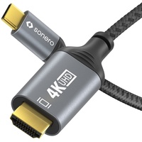 Sonero Sonero® 4K USB-C auf HDMI Kabel, HDMI Stecker auf USB-C Stecker, 4K 60Hz, 18GB/s, Baumwollmantel, grau/schwarz, 1,00 Meter
