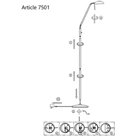 Steinhauer Stehlampe 45,0x25,0 cm 180,0 cm Schwarz