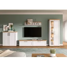 xonox.home Wohnzimmer Verona 4tlg. Set Wohnkombination Wohnwand Wohnzimmermöbel Wohnzimmerschrank Möbelkombination Wohnzimmerset in Sibiu Lärche Nb. Absetzung Artisan Eiche Nb.