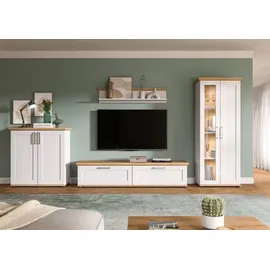 xonox.home Wohnzimmer Verona 4tlg. Set Wohnkombination Wohnwand Wohnzimmermöbel Wohnzimmerschrank Möbelkombination Wohnzimmerset in Sibiu Lärche Nb. Absetzung Artisan Eiche Nb.