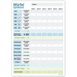 PICTALOO Würfelspiel Block DIN A5