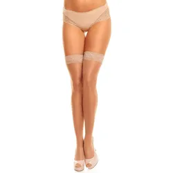 Halterlose Strümpfe GLAMORY, Damen, Gr. 56-58, beige, Materialmix, unifarben, Socken, bis Größe 60/62, Plus Size