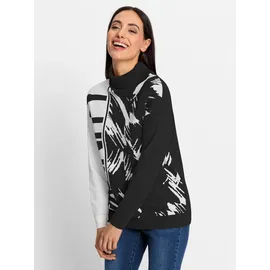 Heine Rollkragenpullover gemustert Schwarz / Ecru 46