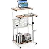 Costway Schreibtisch, Computertisch mit höhenverstellbarer Tischplatte, PC-Tisch stehend, Steh-Sitz Tisch, Laptoptisch für Zuhause & Büro, 55 x 53 x 98 cm