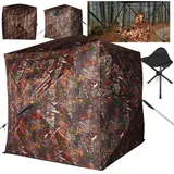 SERfawnCH Camouflage Outdoor Zelt für Camping & Jagd – 270° Einweg-Transparenz, Pop-up Design, wasserdicht, für 2-3 Personen, mit Rad-System und stabilen Erdnägeln