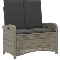 VidaXL Gartenbank Verstellbar mit Kissen Grau Poly Rattan