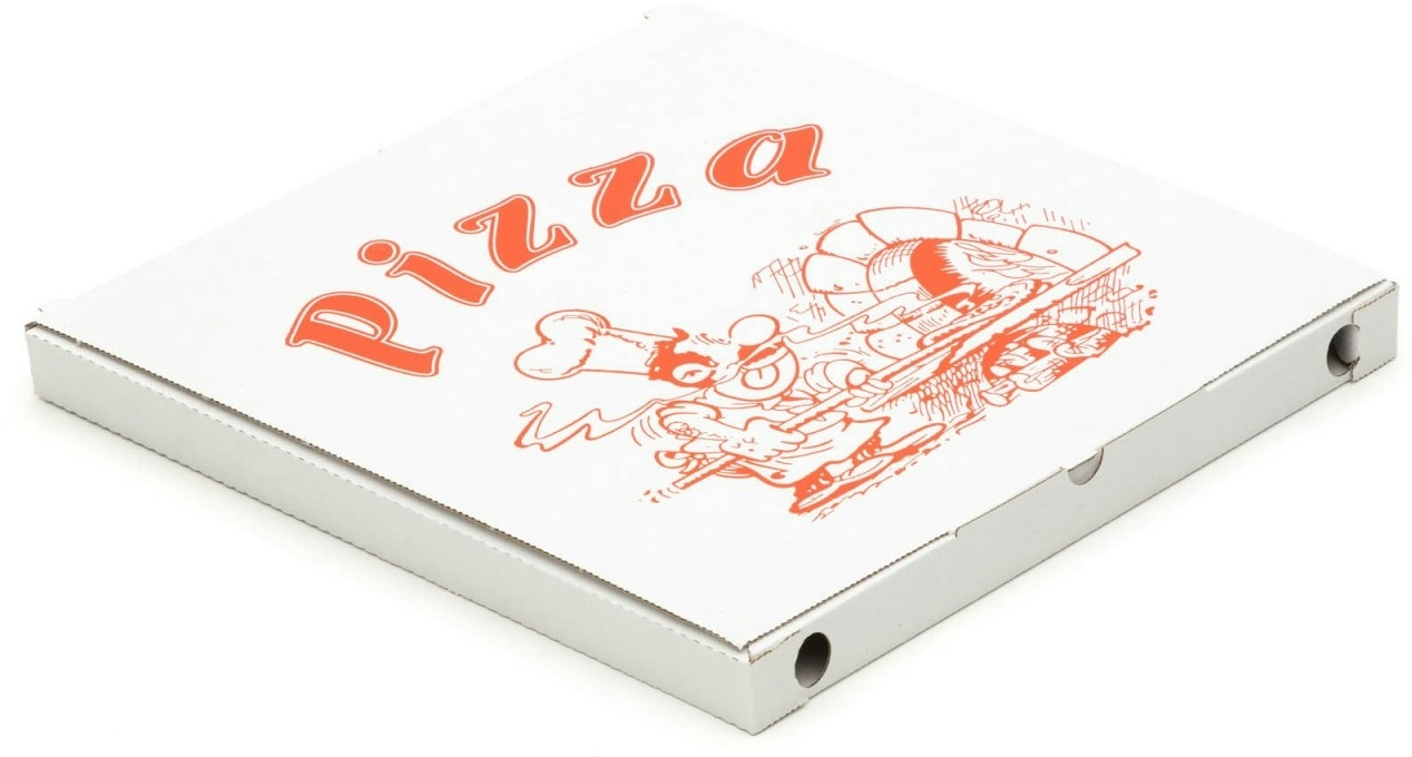KK Verpackungen 4050 Pizzakartons 360 x 360 x 40 mm Pizzaschachteln Motiv Verpackungen weiß