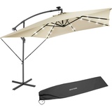 Tectake tectake® Sonnenschirm Sunna LED-Solar mit Kurbel 2,5 x 2,5 m