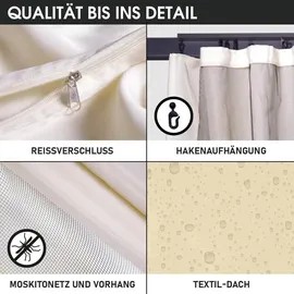 Brast Pavillon Aluminium Infinity 4 x 4 m inkl. Moskitonetz Beige