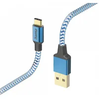 Hama Ladekabel Reflective USB-A/USB-C 1.5m Nylon blau