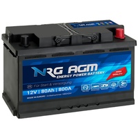 NRG AGM Autobatterie 80Ah 800A/EN 12V Start Stop Plus VRLA Batterie N80AGM