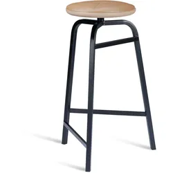Northern - Treble Barhocker, schwarz / Leder braun