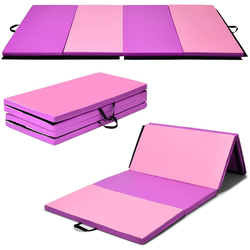 COSTWAY Gymnastikmatte Weichbodenmatte Yogamatte Turnmatte Klappmatte Fitnessmatte, mit Klettverschluss und 2 Tragegriffe, klappbar