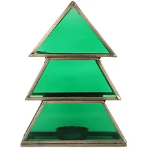 Marrakesch Orient & Mediterran Interior Teelichthalter Christbaum 17cm Grün aus Glas als Weihnachtsdeko Finse