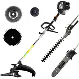 Brast 4-Takt Benzin Motorsense Heckenschere Hochentaster Freischneider Unkrautvernichter Fugenbürste Multitool