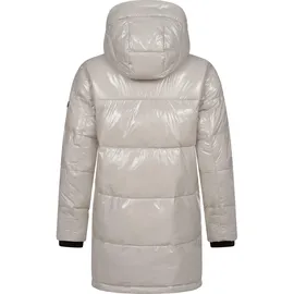 Ragwear Warmer Damen Wintermantel Shiny Steppmantel aus glänzendem Material mit Kapuze Roobie Long YOUMODO Zinc Gr. M - M