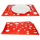 Mambocat 4er Set Tischset rot mit weißen Punkten 45 x 32 cm