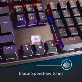 EAXUS Eaxus® Mechanische Gaming Tastatur - LED Gaming Keyboard mit Makrotasten & Blue Switches, USB 1000 Hz Pollingrate, QWERTZ, Schwarz