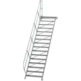 Günzburger MUNK Treppe mit Plattform 45° Stufenbreite 1000 mm 16 Stufen Aluminium geriffelt